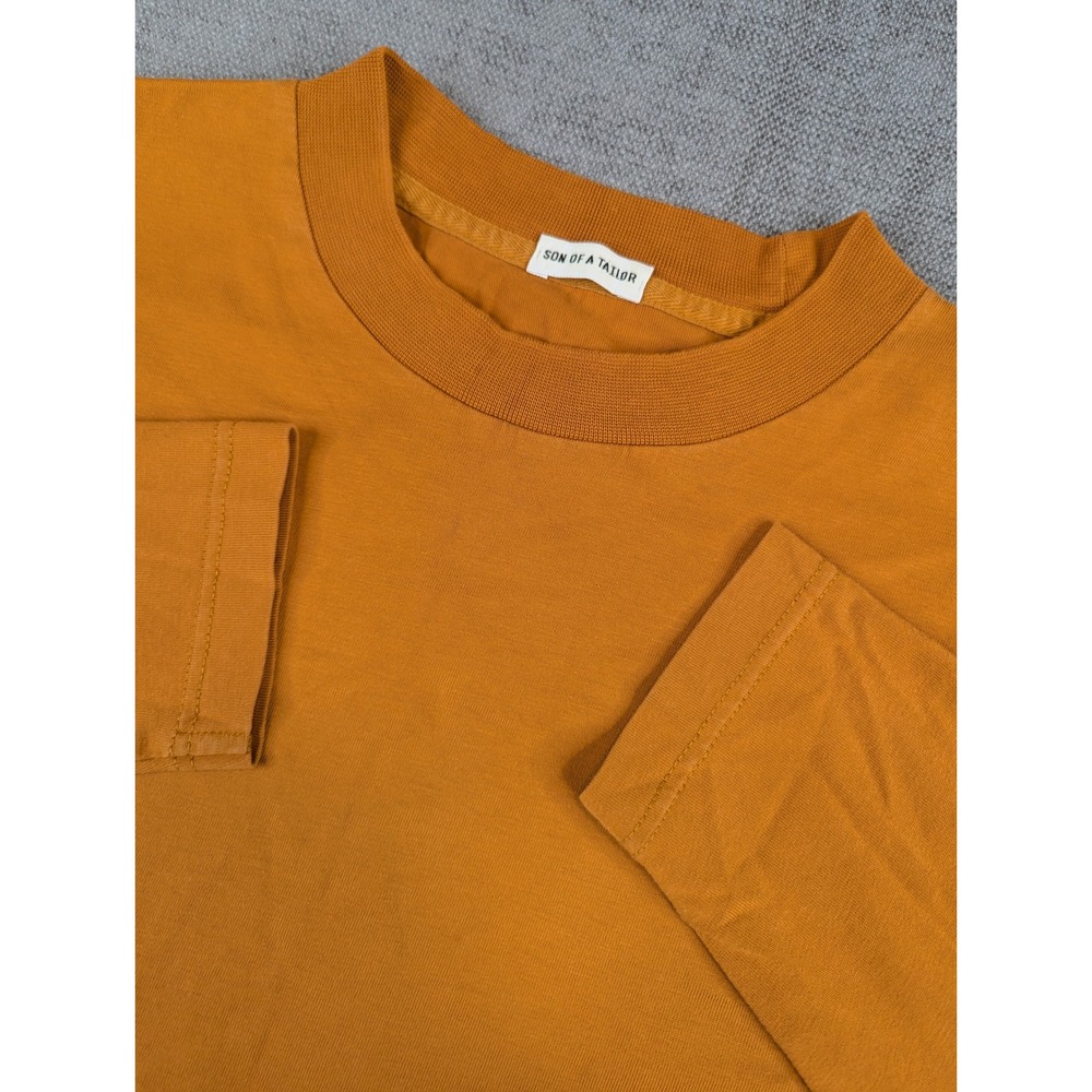 Son of a Tailor Shirt Men Mustard Yellow Supima Cotton Long Crewneck - Approx XL